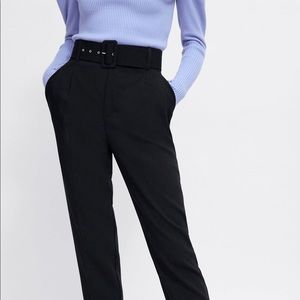 Zara Pants - Zara High-Waisted Belted Pants (Black) Zara Pants - Zara High-Waisted Belted Pants (Black)